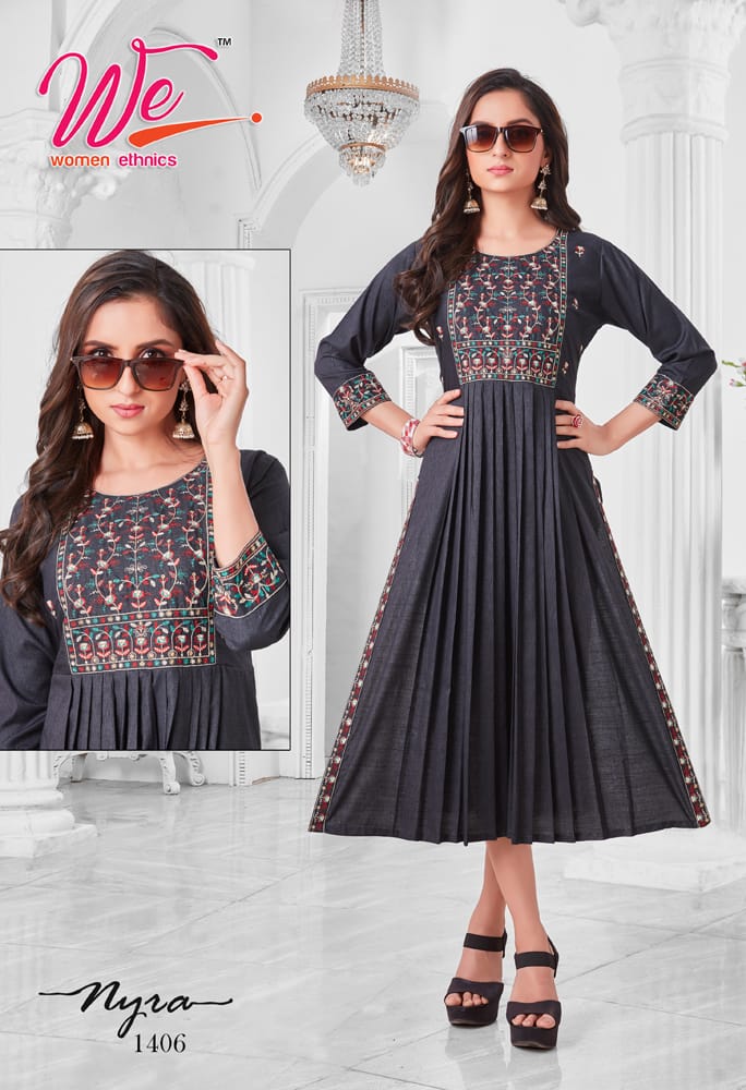 Nyra By We 1401 To 1408 Long Designer Kurtis Catalog
